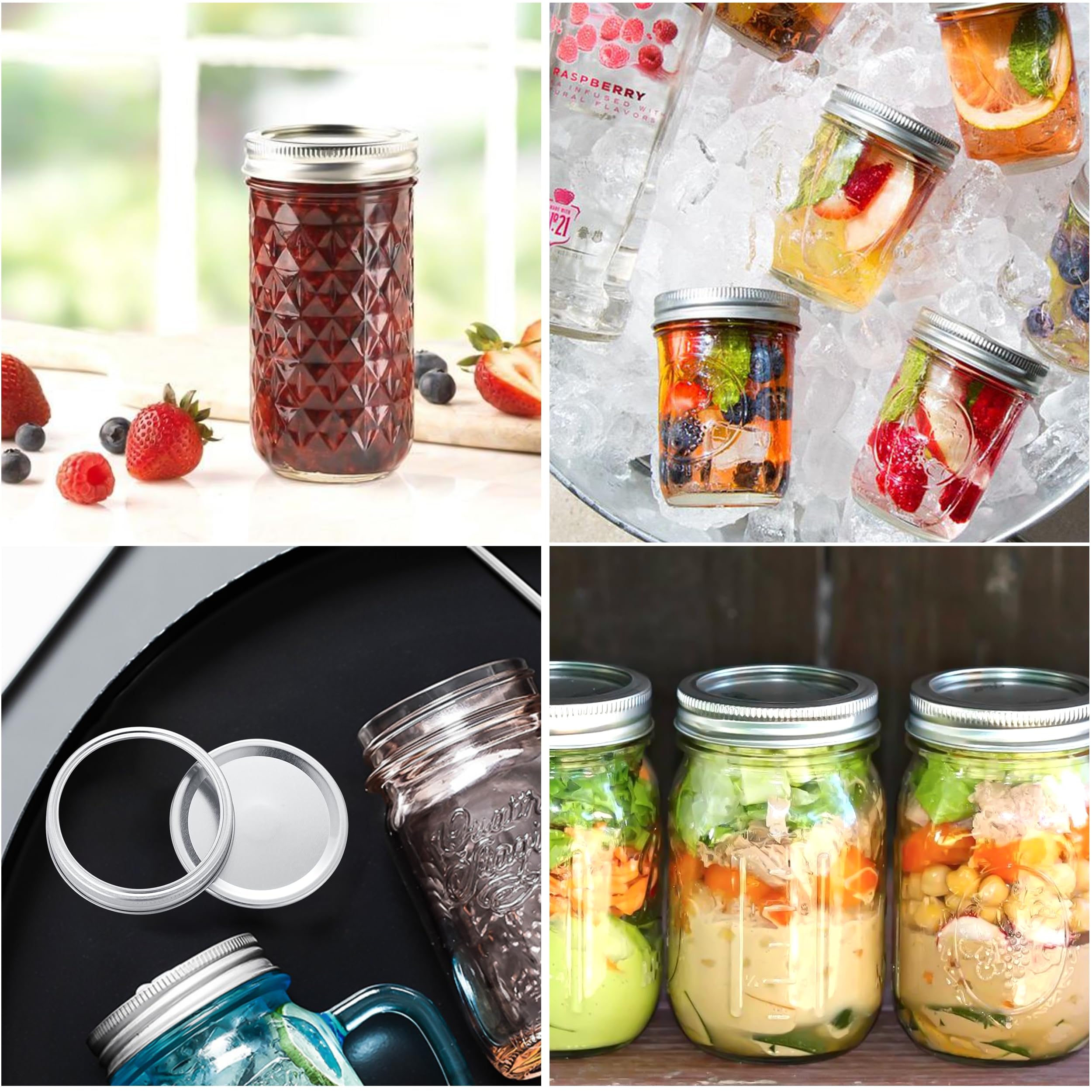 EvaHab 72Pcs Regular Mouth Canning Lids with Rings for Ball and Kerr Jars Airtight Split-Type Metal Lids Perfect Fit for Canning - View 7 of 7