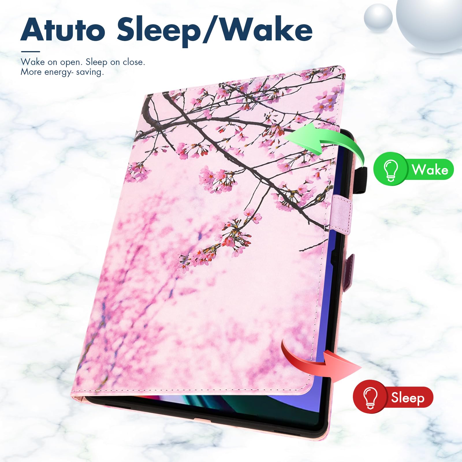 Dteck Dteck Premium PU Leather Case for Samsung Galaxy Tab S10 Ultra S9 Ultra S8 Ultra 14.6 Inch Shockproof Smart Folio with S Pen Holder Pink Cherry - View 2 of 7