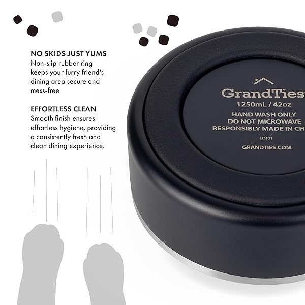 GRANDTIES GrandTies 64oz Stainless Steel Dog Bowl - Engraved, BPA-Free, Non-Skid, Heavy Duty & Insulated for Outdoor Use - View 6 of 11