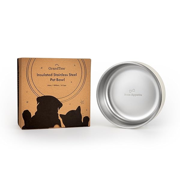 GRANDTIES GrandTies 64oz Stainless Steel Dog Bowl - Engraved, BPA-Free, Non-Skid, Heavy Duty & Insulated for Outdoor Use - View 8 of 11