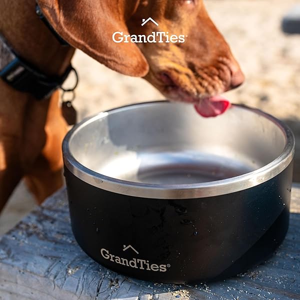 GRANDTIES GrandTies 64oz Stainless Steel Dog Bowl - Engraved, BPA-Free, Non-Skid, Heavy Duty & Insulated for Outdoor Use - View 9 of 11