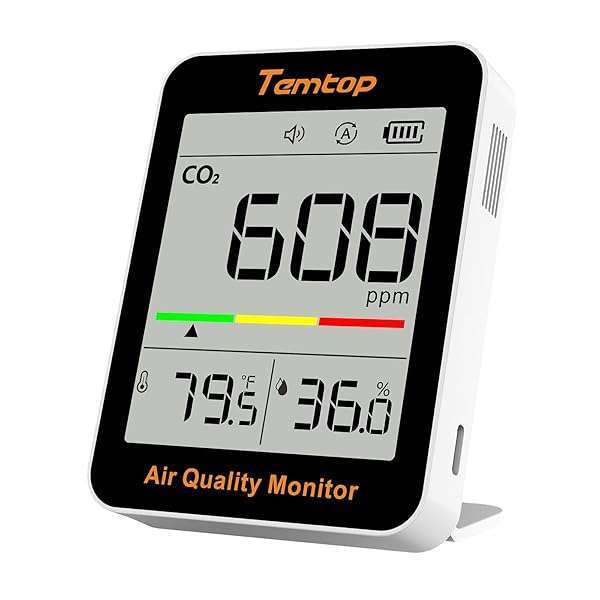 Temtop Temtop CO2 Monitor: Portable Indoor Air Quality Meter for Home, Office & School - Track CO2, Temperature & Humidity