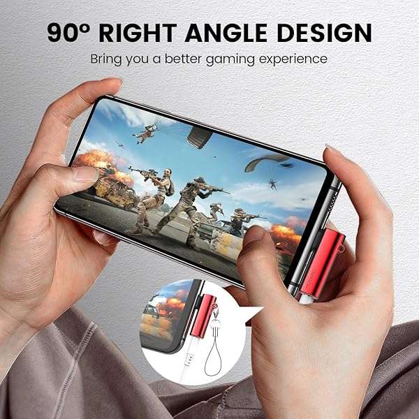 MOSWAG High-Res MOSWAG USB C to 3.5mm Adapter for Samsung Galaxy S23/S22/S21 & Pixel 7/6 - Right Angled Aux Dongle - View 4 of 6