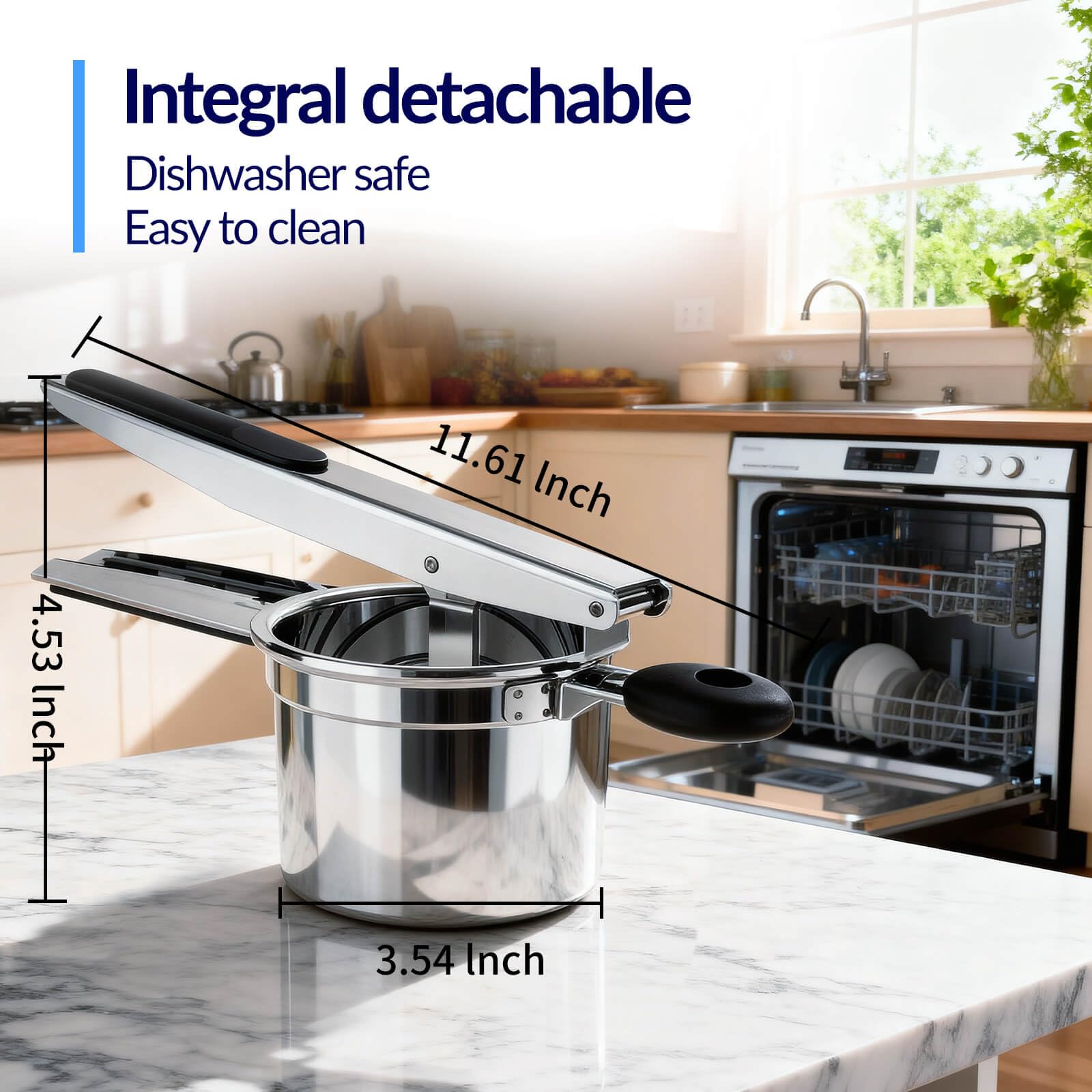 SPEENSUN SPEENSUN Potato Ricer Heavy Duty Stainless Steel Masher for Fluffy Mashed Potatoes and Spaetzle Maker with Silicone Handle - View 5 of 6