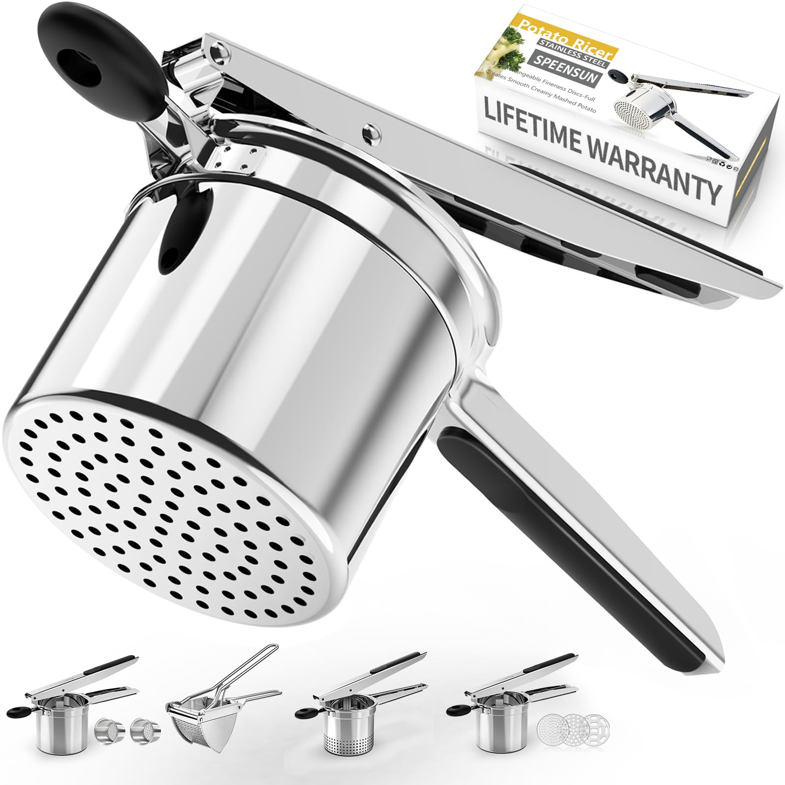 SPEENSUN SPEENSUN Potato Ricer Heavy Duty Stainless Steel Masher for Fluffy Mashed Potatoes and Spaetzle Maker with Silicone Handle