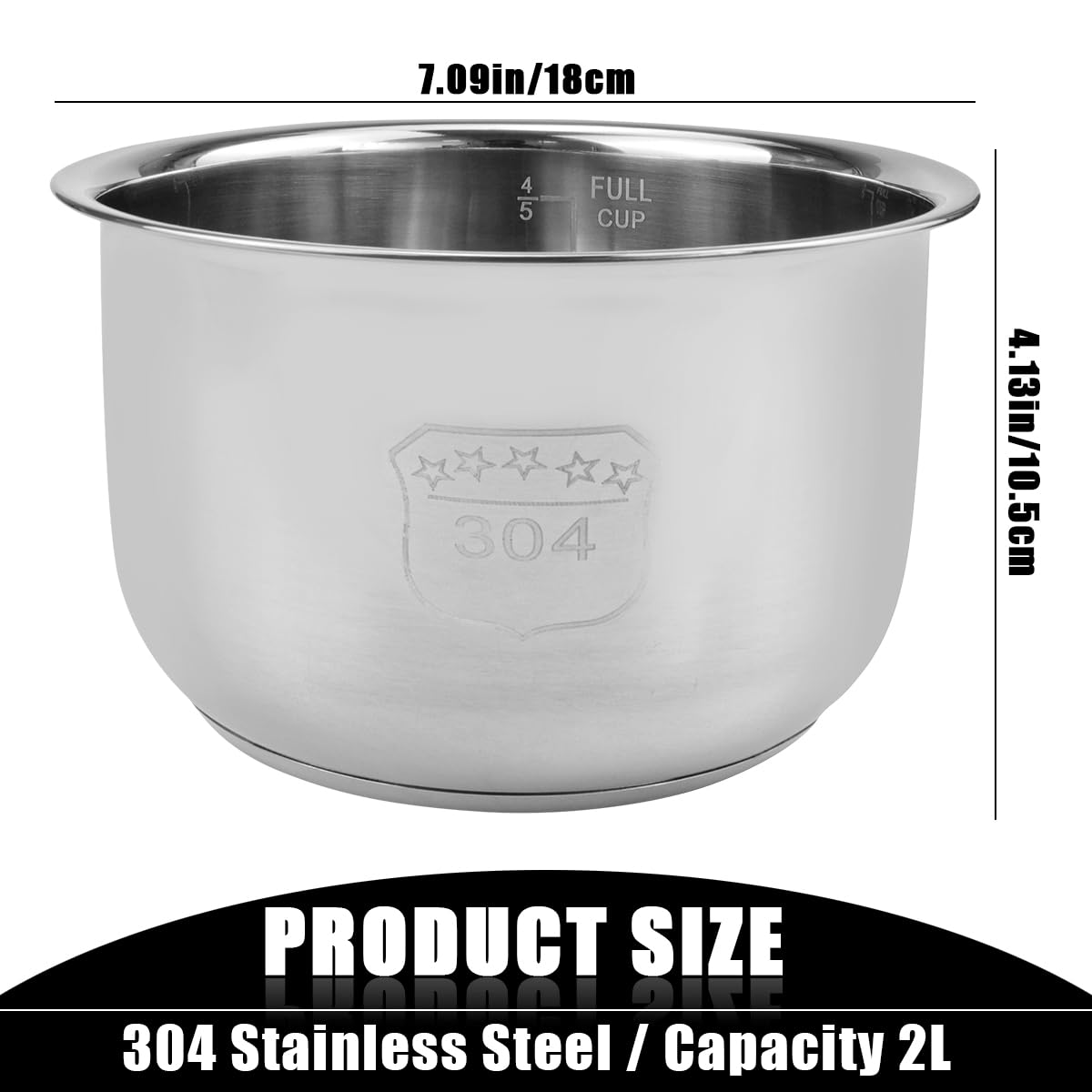 LNQ LUNIQI 2L Stainless Steel Inner Pot Replacement for Household Rice Cooker Electric Cooker Accessories for Home Kitchen - View 2 of 7