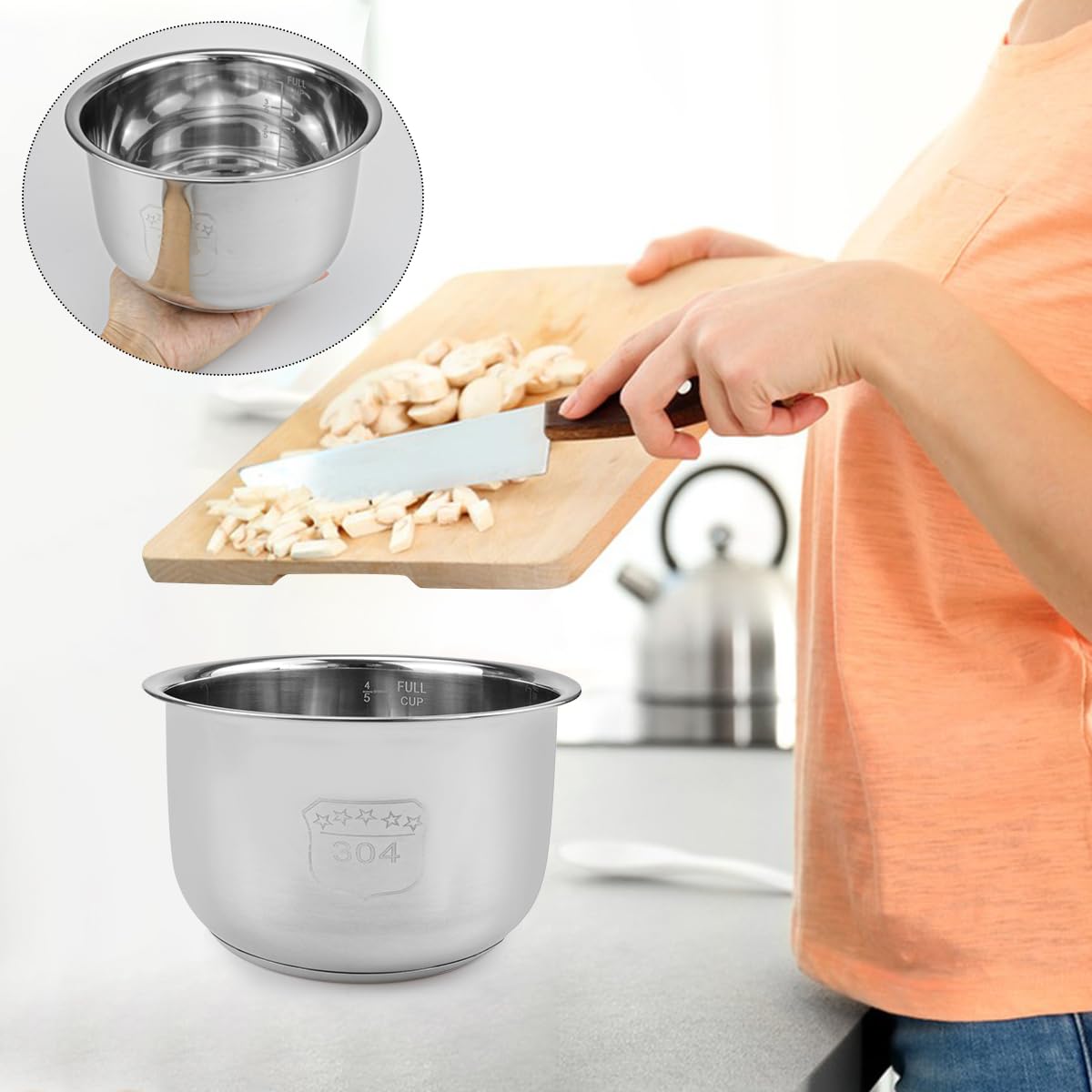 LNQ LUNIQI 2L Stainless Steel Inner Pot Replacement for Household Rice Cooker Electric Cooker Accessories for Home Kitchen - View 5 of 7