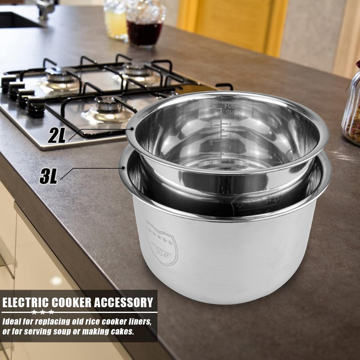 LNQ LUNIQI 2L Stainless Steel Inner Pot Replacement for Household Rice Cooker Electric Cooker Accessories for Home Kitchen - View 7 of 7