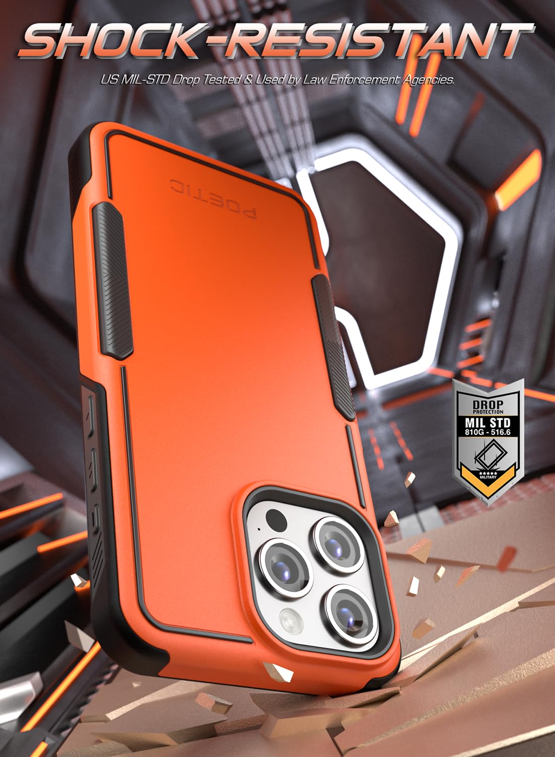 Poetic Neon Series Slim Shockproof Case for iPhone 15 Pro Lightweight Drop Protection Orange 2023 Cover - View 5 of 6