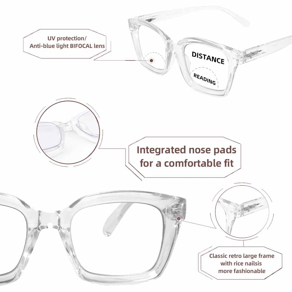 HIYANJN HIYANJN Bifocal Reading Glasses for Men and Women with Blue Light Protection and Clear Top Transition Eyewear - View 6 of 7