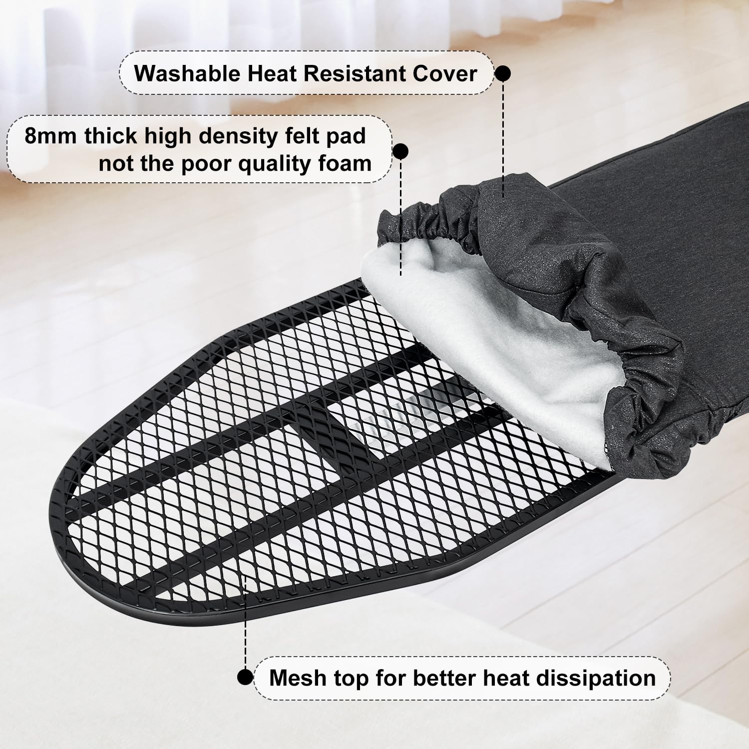 Duwee Duwee 12x36 Wall Mounted Ironing Board Compact Fold Down Design with Heat Resistant Cover Ideal for Small Spaces - View 3 of 7