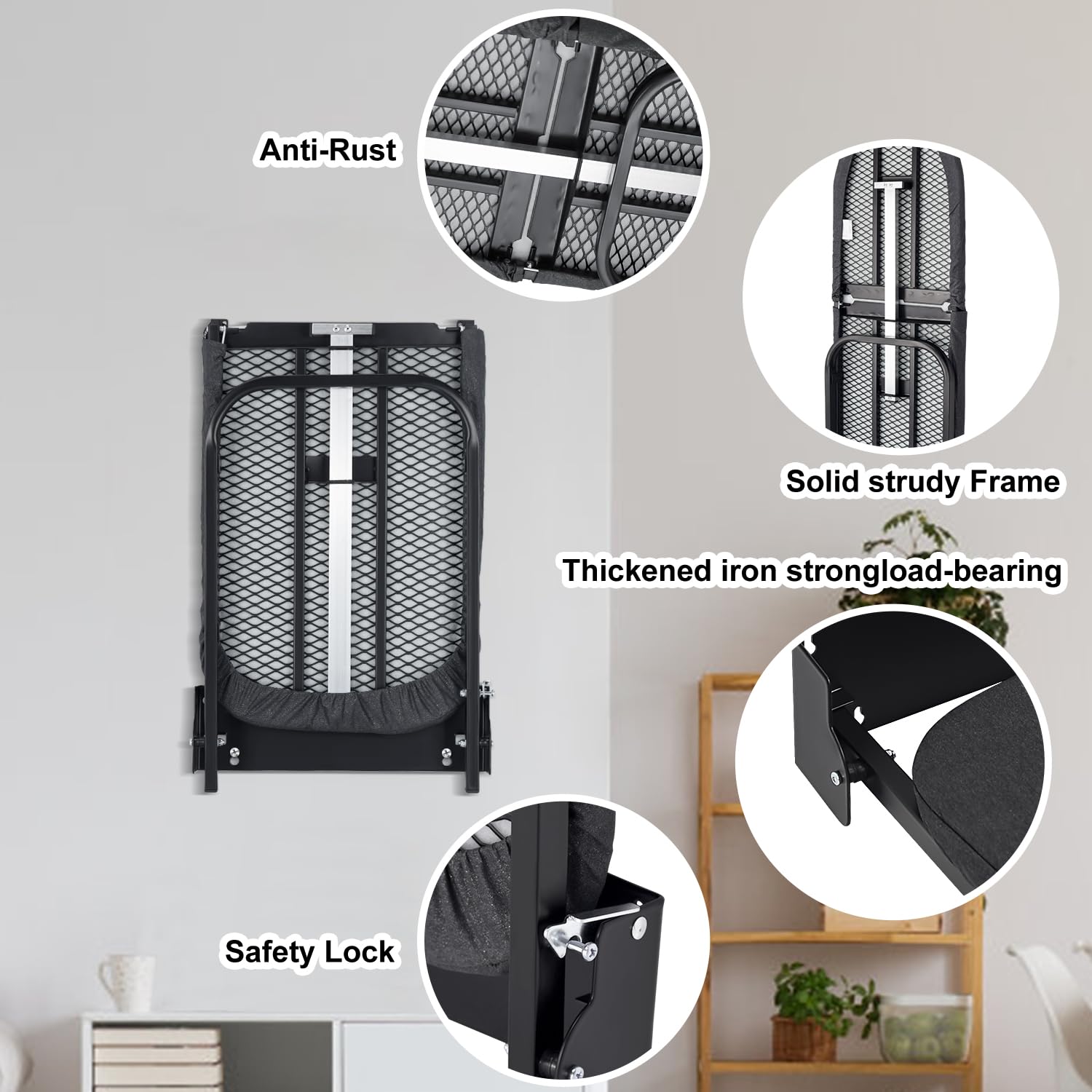 Duwee Duwee 12x36 Wall Mounted Ironing Board Compact Fold Down Design with Heat Resistant Cover Ideal for Small Spaces - View 5 of 7