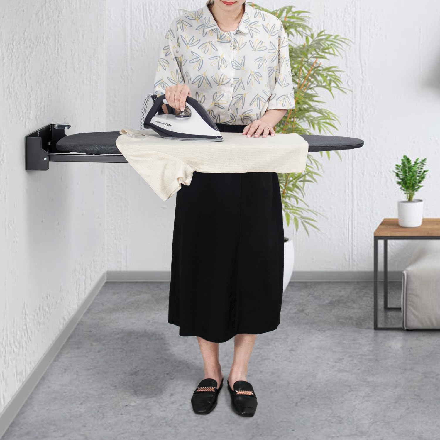 Duwee Duwee 12x36 Wall Mounted Ironing Board Compact Fold Down Design with Heat Resistant Cover Ideal for Small Spaces - View 7 of 7