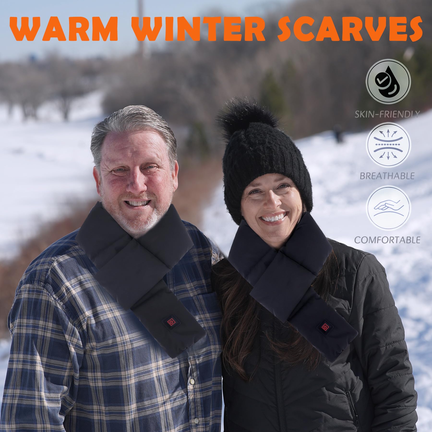 K KIRKWOOD KITCHEN USB Neck Heating Pad Portable Electric Heated Scarf with 3 Levels for Pain Relief Unisex Gift Idea for Family Men Women Dad Mom Black - View 2 of 7