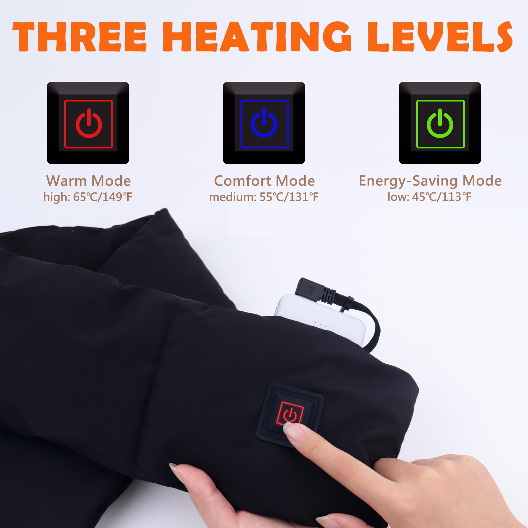 K KIRKWOOD KITCHEN USB Neck Heating Pad Portable Electric Heated Scarf with 3 Levels for Pain Relief Unisex Gift Idea for Family Men Women Dad Mom Black - View 4 of 7