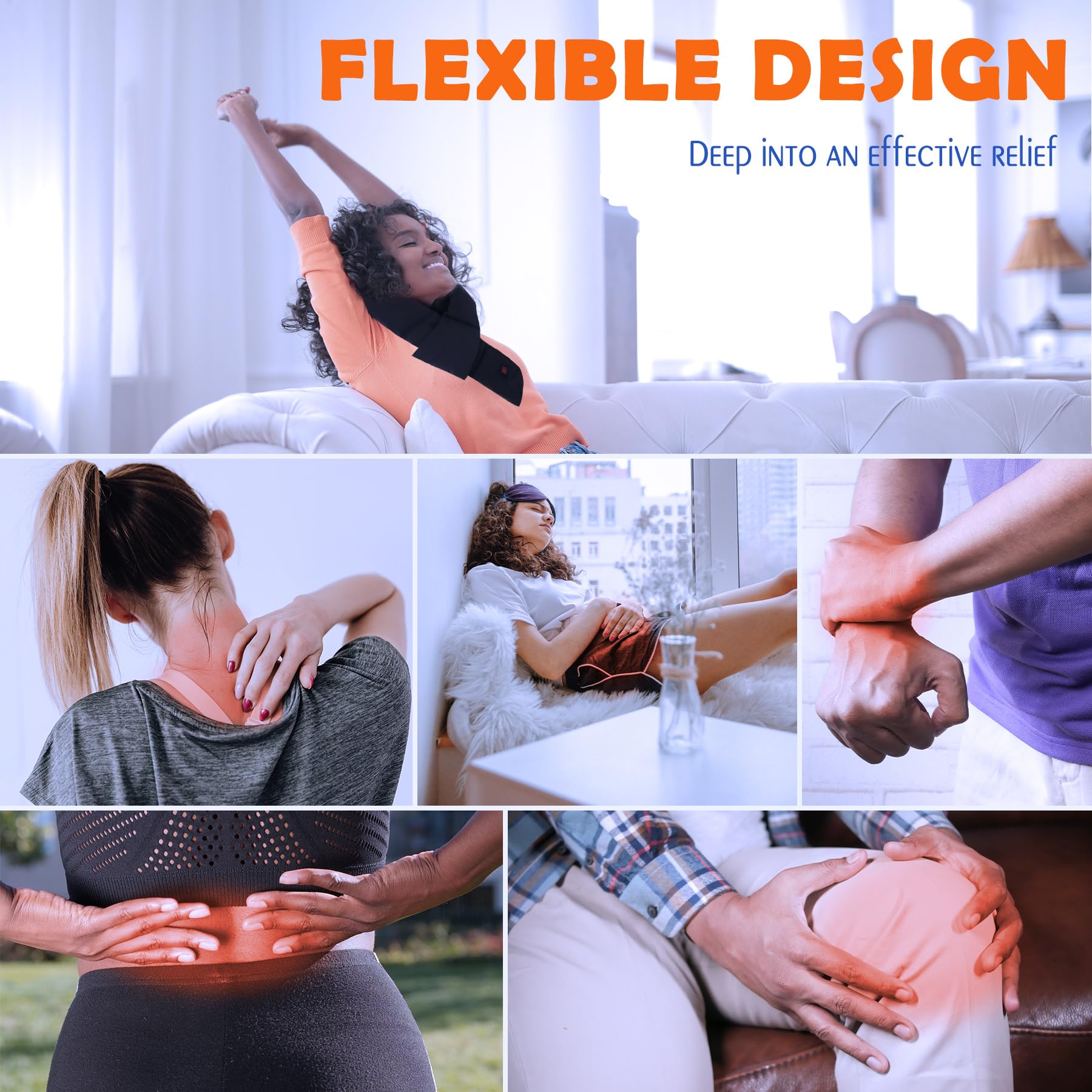 K KIRKWOOD KITCHEN USB Neck Heating Pad Portable Electric Heated Scarf with 3 Levels for Pain Relief Unisex Gift Idea for Family Men Women Dad Mom Black - View 5 of 7