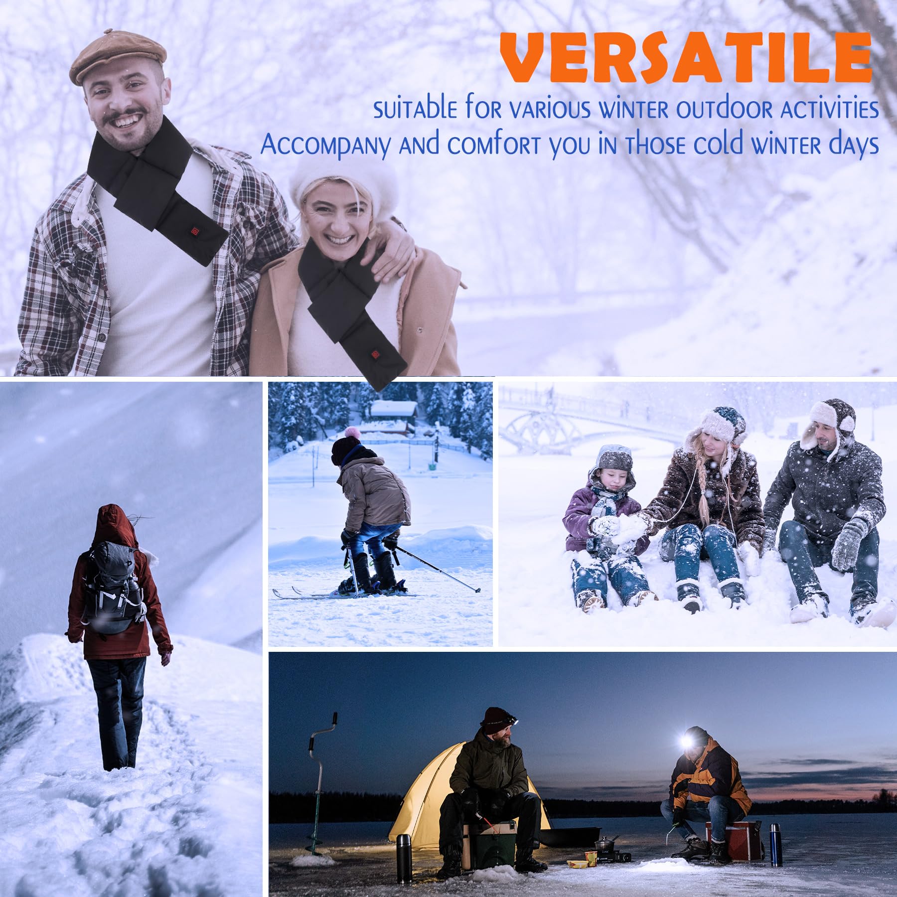 K KIRKWOOD KITCHEN USB Neck Heating Pad Portable Electric Heated Scarf with 3 Levels for Pain Relief Unisex Gift Idea for Family Men Women Dad Mom Black - View 6 of 7