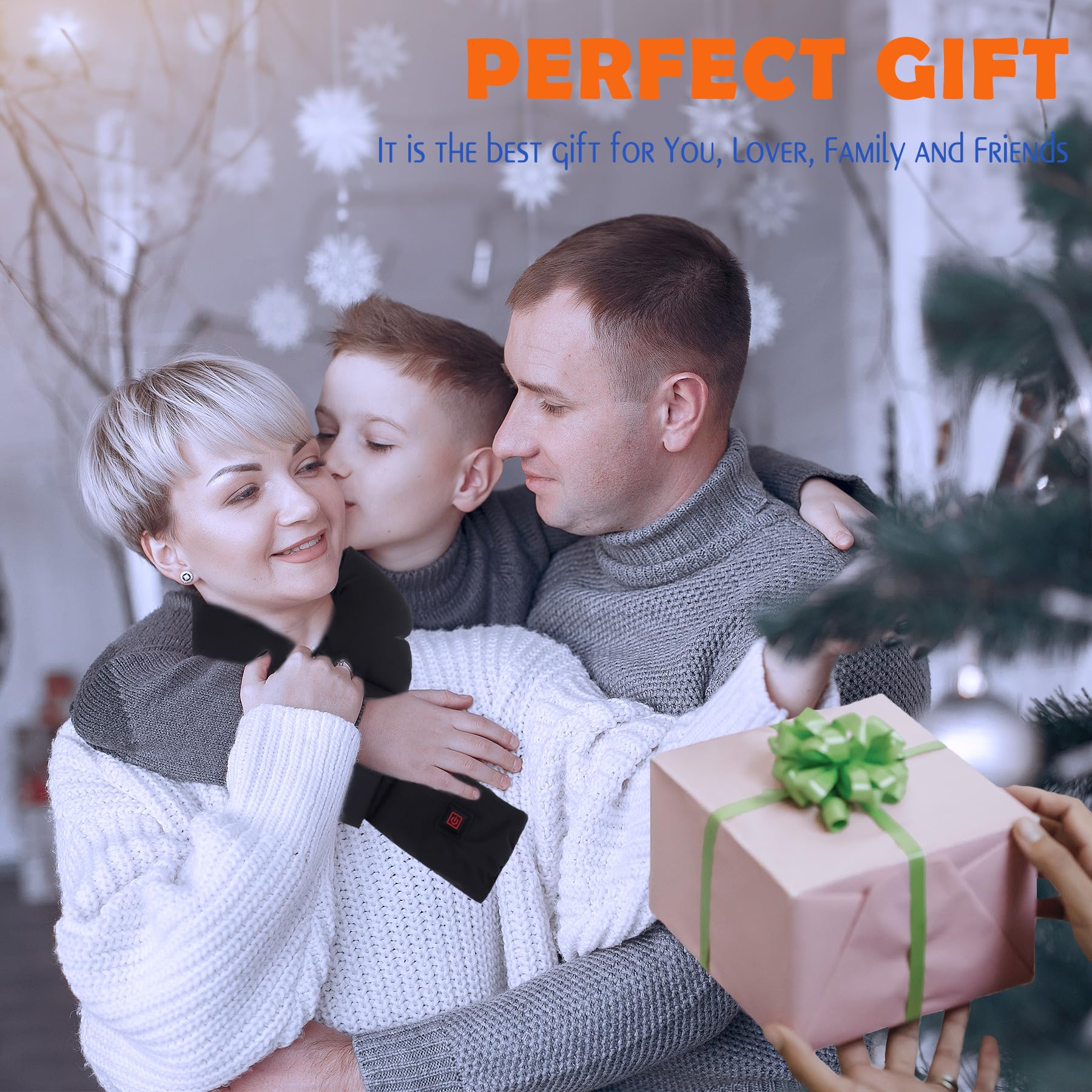 K KIRKWOOD KITCHEN USB Neck Heating Pad Portable Electric Heated Scarf with 3 Levels for Pain Relief Unisex Gift Idea for Family Men Women Dad Mom Black - View 7 of 7