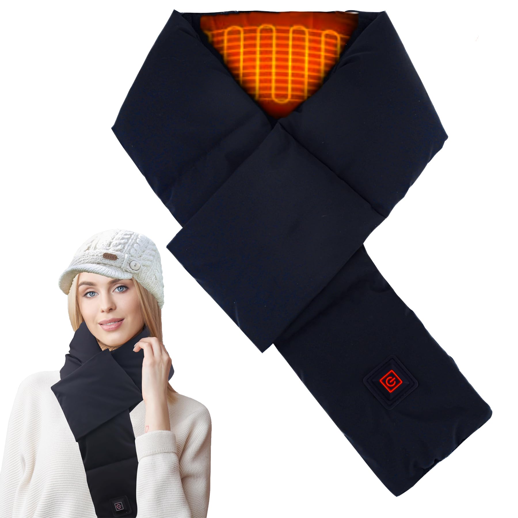 K KIRKWOOD KITCHEN USB Neck Heating Pad Portable Electric Heated Scarf with 3 Levels for Pain Relief Unisex Gift Idea for Family Men Women Dad Mom Black