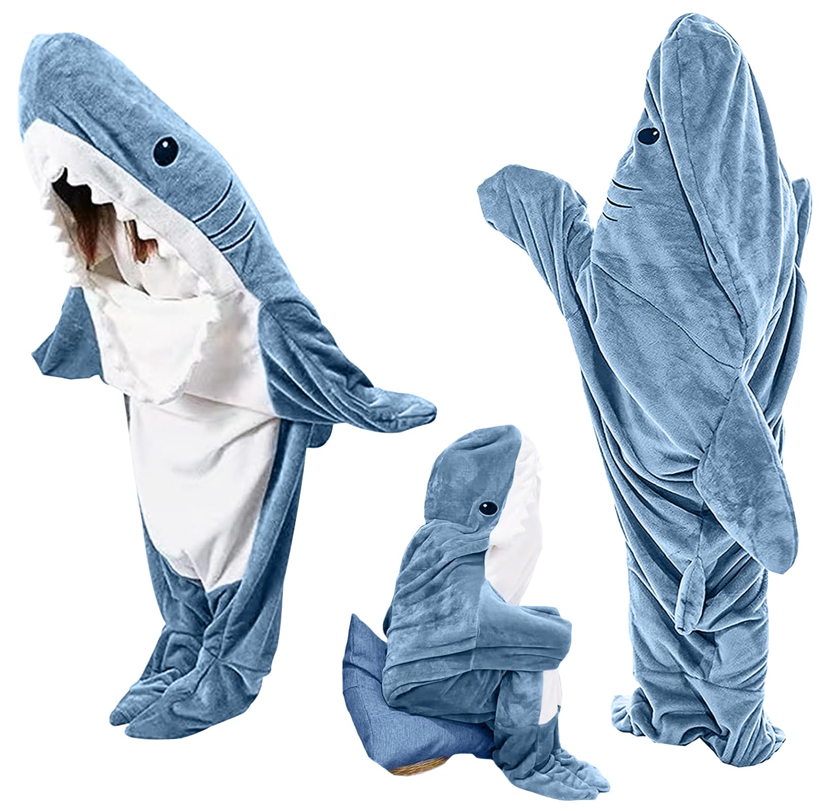 Ambitelligence Ambitelligence Shark Blanket Hoodie Onesie Cozy Flannel Costume for Adults and Kids Perfect for Sleepovers and Lounging