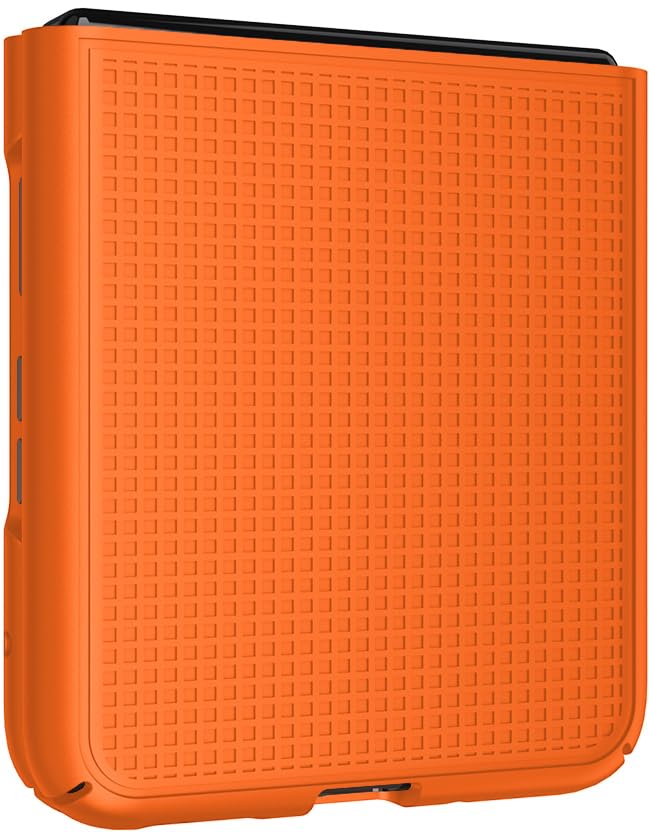 Nakedcellphone Slim Hard Shell Case for Motorola RAZR Plus 2023 Anti-Fingerprint Grid Texture Bright Orange Protector Cover - View 8 of 9