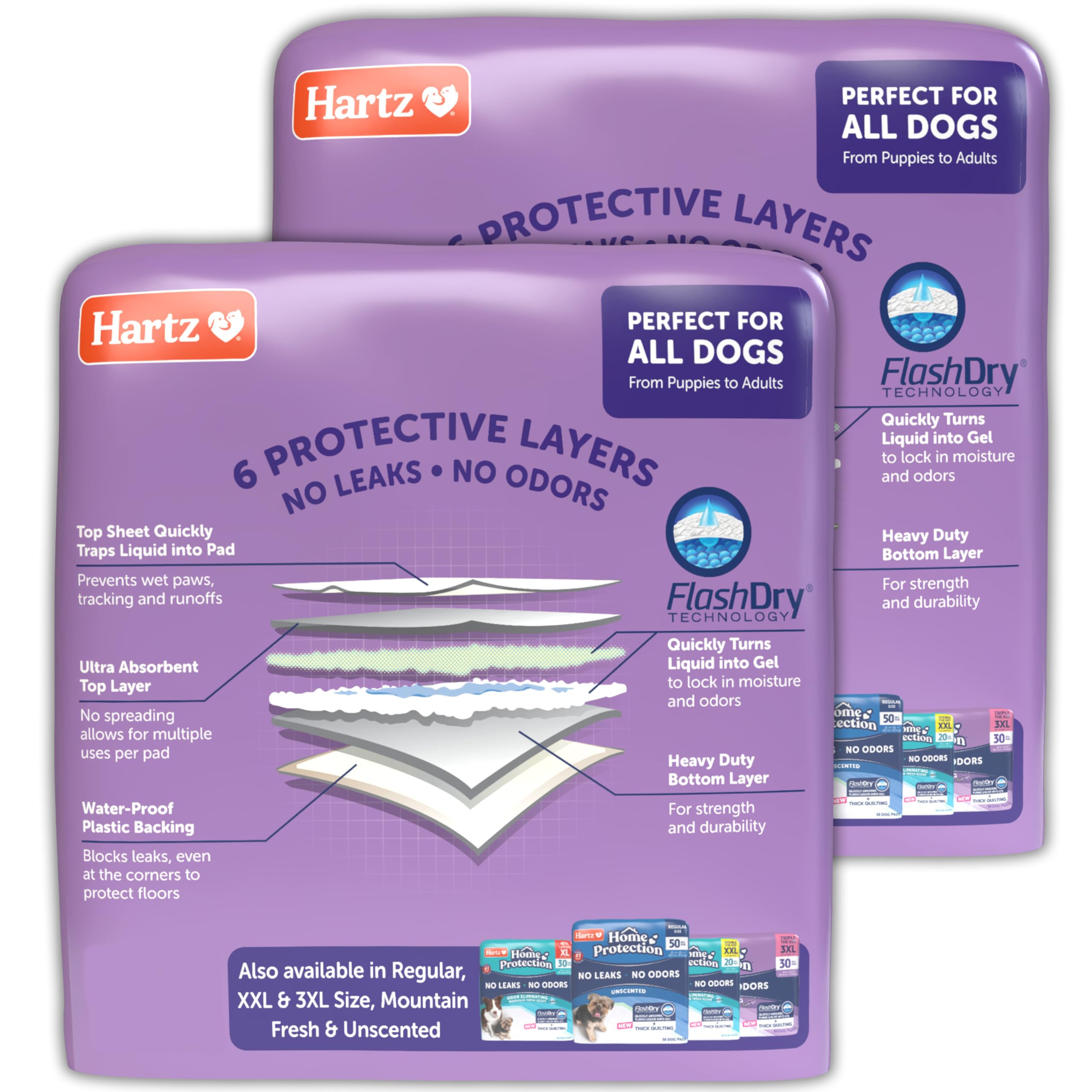 Hartz Hartz Home Protection Lavender Scented Dog Pads XL 60 Count Super Absorbent Odor Eliminating Leak Proof - View 9 of 9
