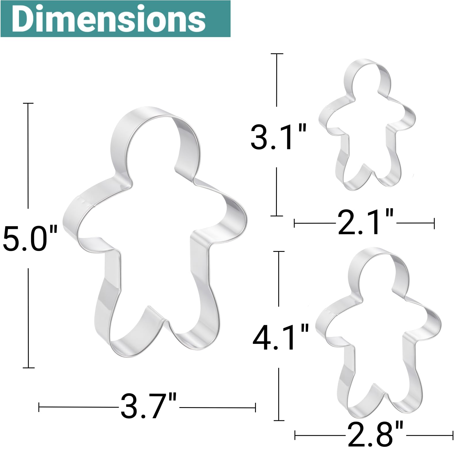 JOB JOL JOB JOL Gingerbread Man Cookie Cutters Set of 3 in 3 4 and 5 Inches Perfect for Holiday Baking - View 2 of 7