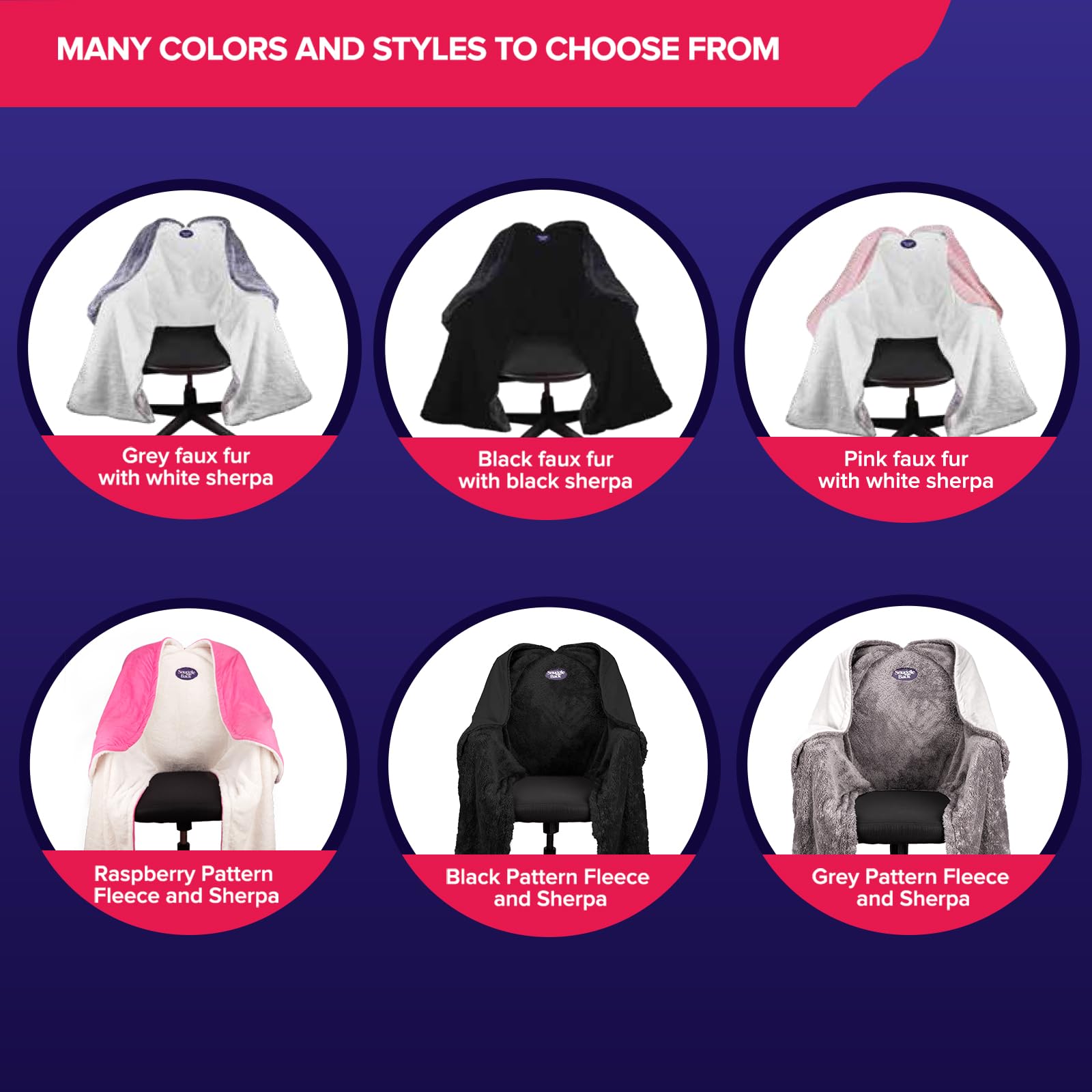 M PAIN MANAGEMENT TECHNOLOGIES The Original Office Chair Blanket by SnuggleBack Cozy Comfy Wrap for Convenient Heat Stay Warm in Winter or Summer Sherpa Fur Lining - View 6 of 8