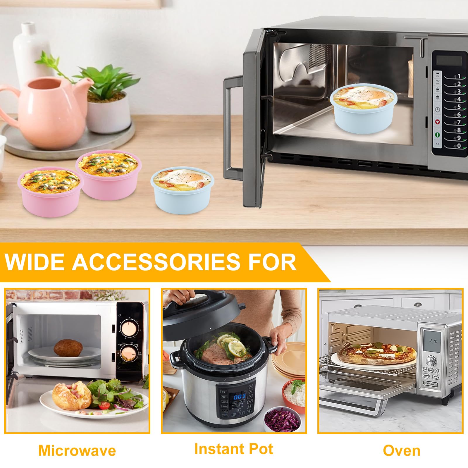 BigKing Silicone Air Fryer Egg Mold 4Pack Nonstick Reusable Egg Bite Molds BPA Free Dishwasher Safe for Perfect Poached Eggs - View 5 of 7