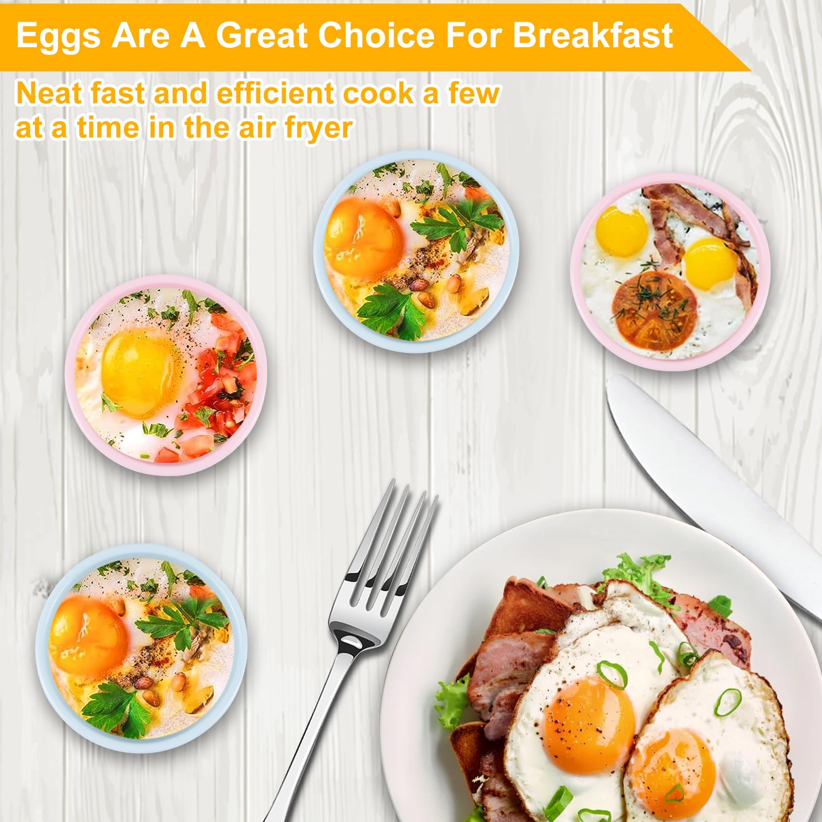 BigKing Silicone Air Fryer Egg Mold 4Pack Nonstick Reusable Egg Bite Molds BPA Free Dishwasher Safe for Perfect Poached Eggs - View 6 of 7