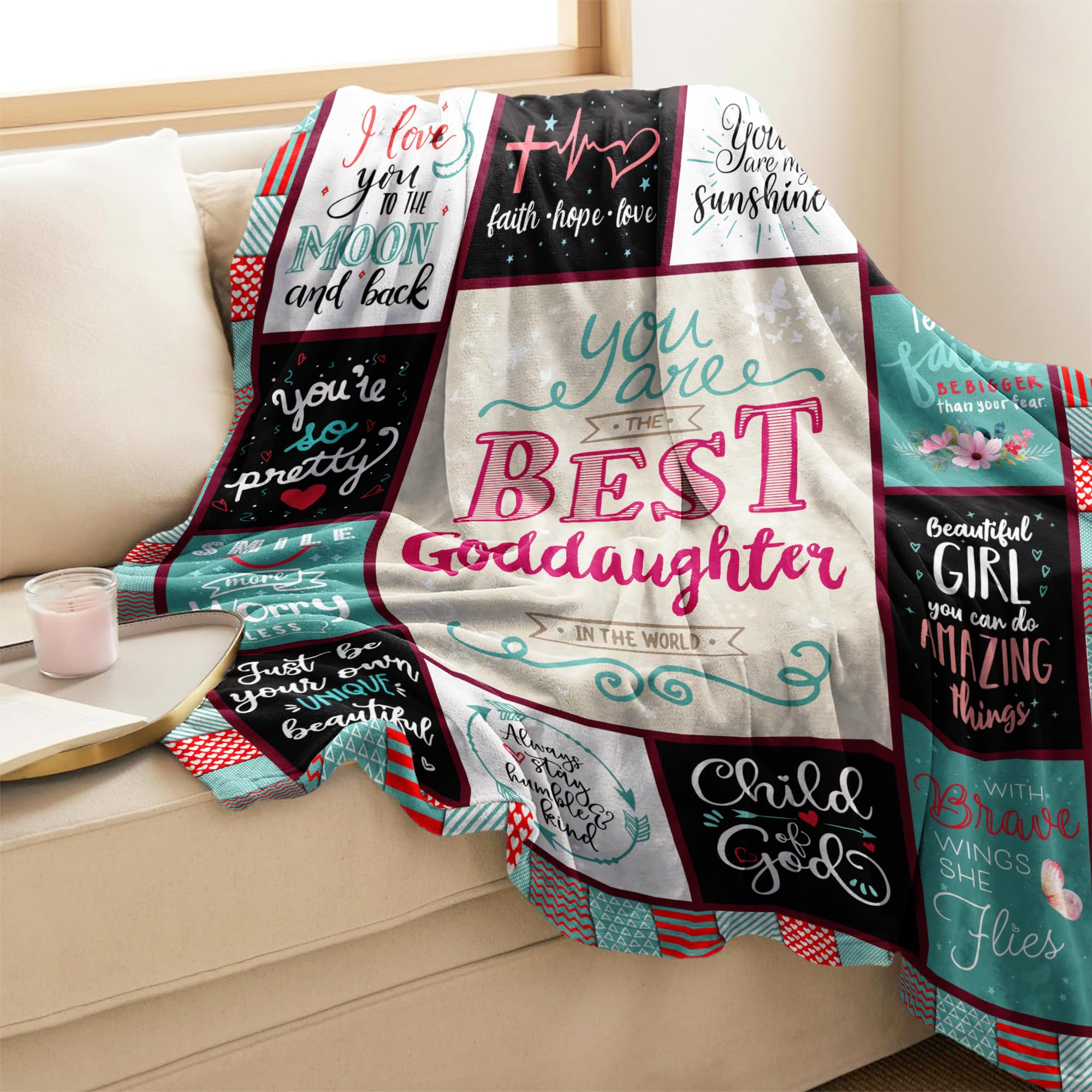 ecarco Goddaughter Gifts from Godmother and Godfather - Baptism Throw Blanket 60" X 50" - Perfect Gift for Your Goddaughter - View 2 of 7