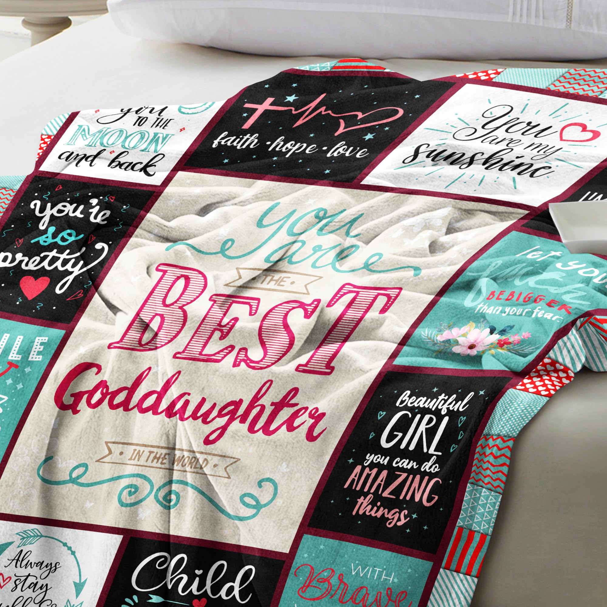 ecarco Goddaughter Gifts from Godmother and Godfather - Baptism Throw Blanket 60" X 50" - Perfect Gift for Your Goddaughter - View 4 of 7