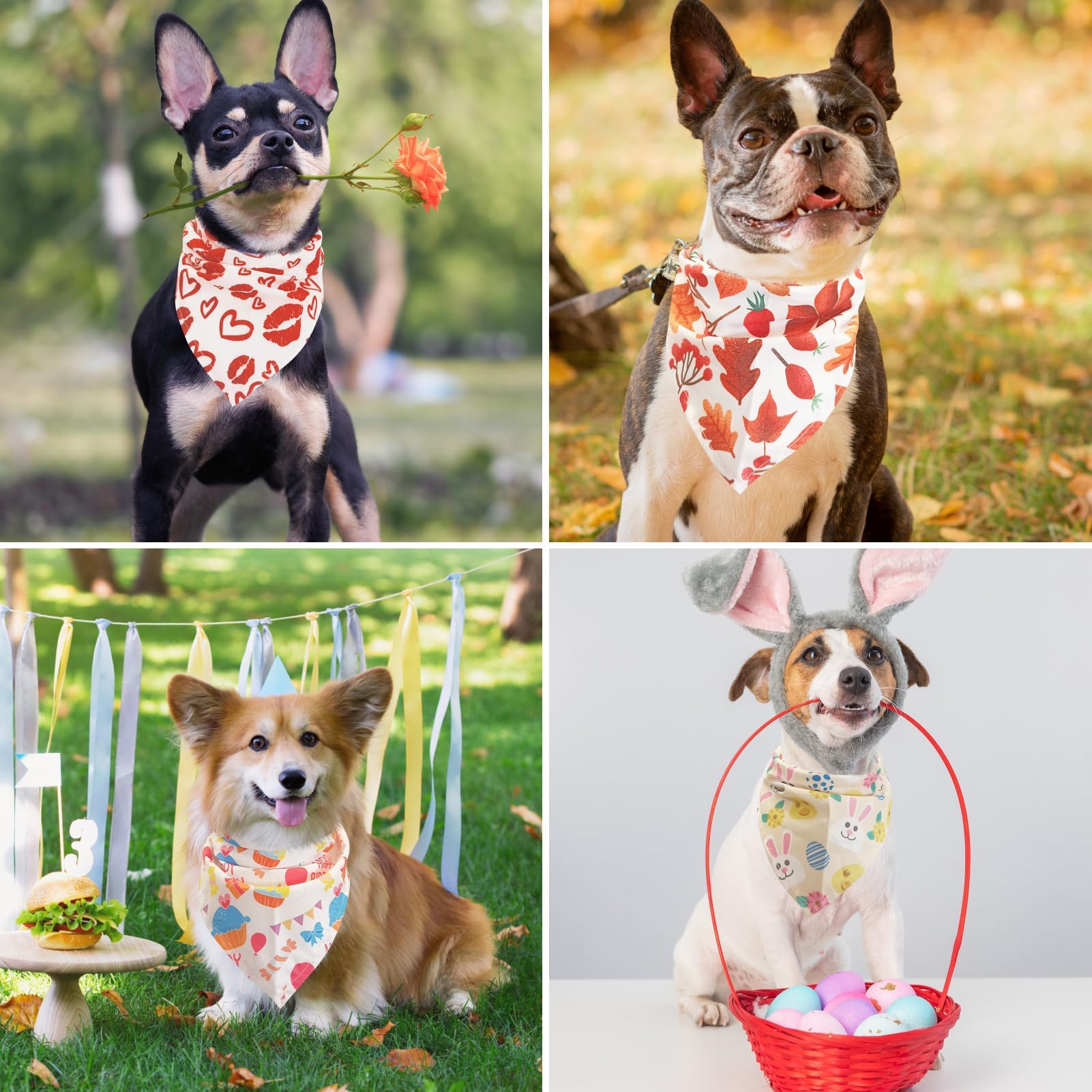 PAWCHIE PAWCHIE Holiday Dog Bandanas 10 Pack Easter 4th of July Birthday Triangle Scarves for Small to Large Dogs and Cats - View 7 of 8