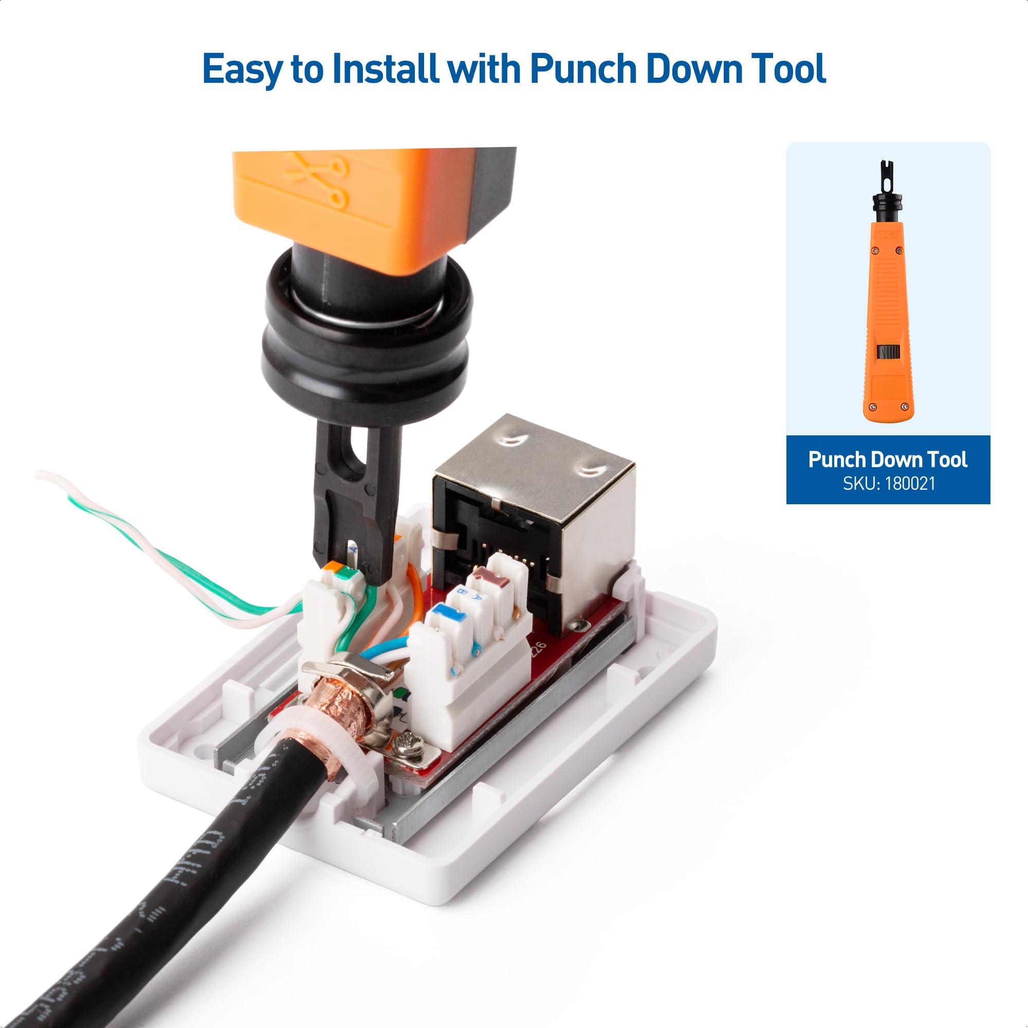Cable Matters Cable Matters 5-Pack Shielded Cat6A Surface Mount Box White for Ethernet Wall Mounting - View 3 of 7