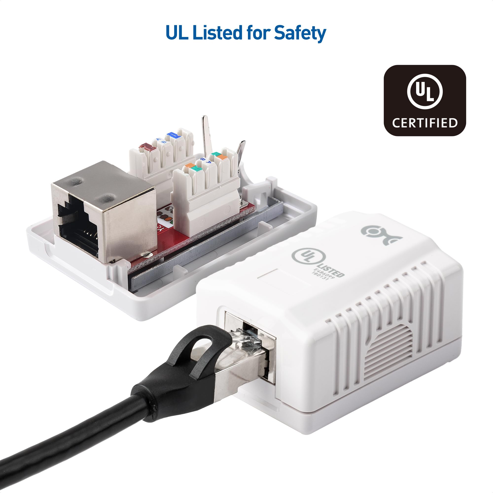 Cable Matters Cable Matters 5-Pack Shielded Cat6A Surface Mount Box White for Ethernet Wall Mounting - View 4 of 7