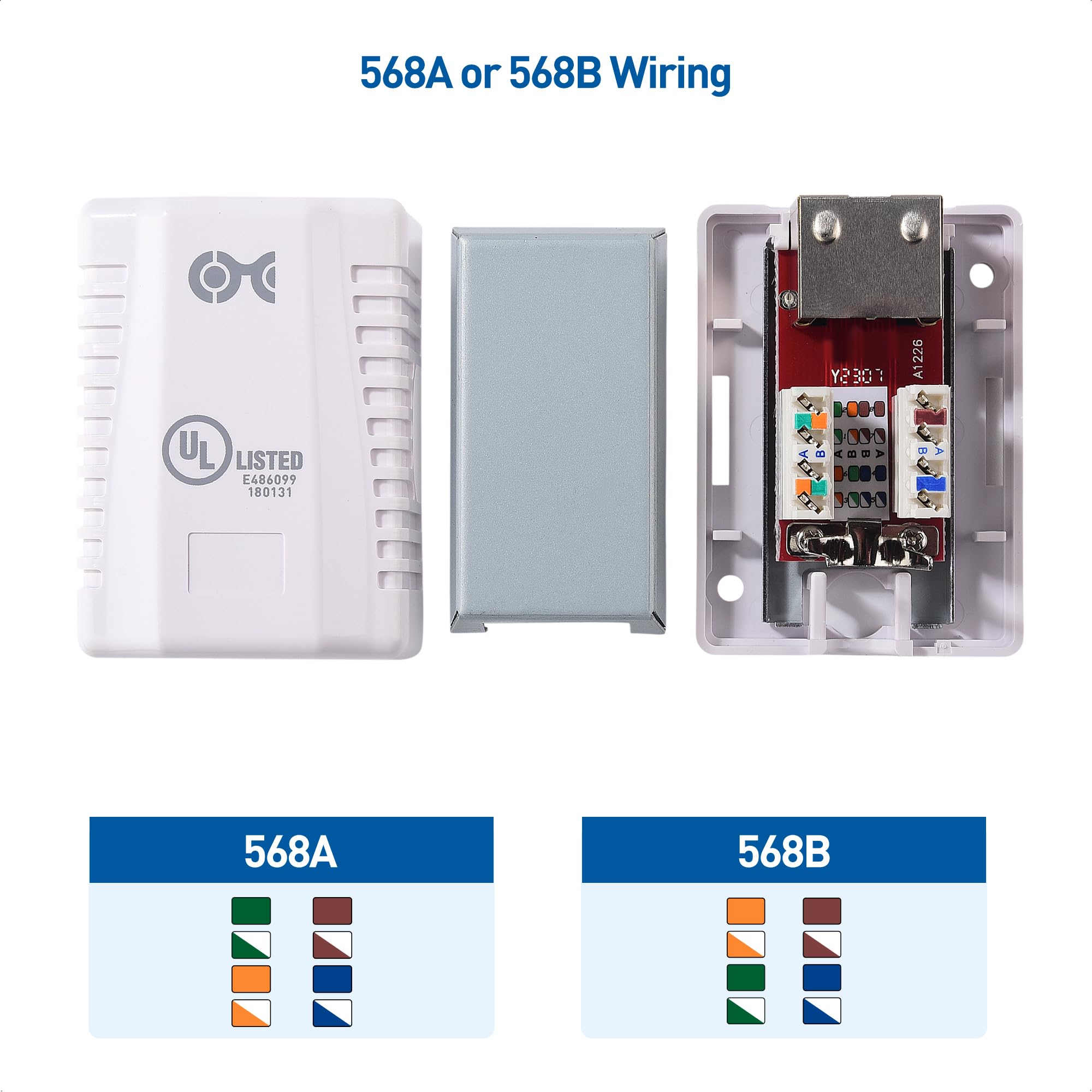 Cable Matters Cable Matters 5-Pack Shielded Cat6A Surface Mount Box White for Ethernet Wall Mounting - View 5 of 7