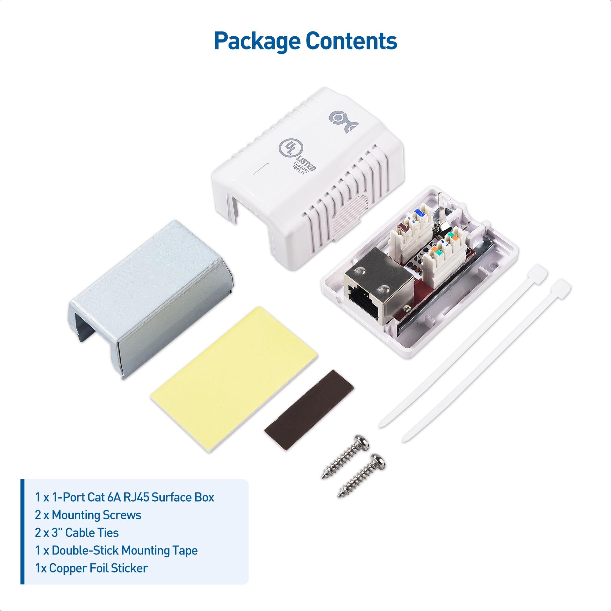 Cable Matters Cable Matters 5-Pack Shielded Cat6A Surface Mount Box White for Ethernet Wall Mounting - View 6 of 7