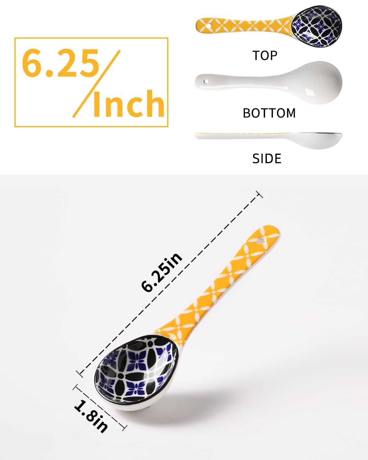 Metahom Metahom Colorful Ceramic Small Serving Spoons Set of 6 for Cereal Soups Stews Ramen Dishwasher and Microwave Safe Cute Porcelain Spoons - View 2 of 8