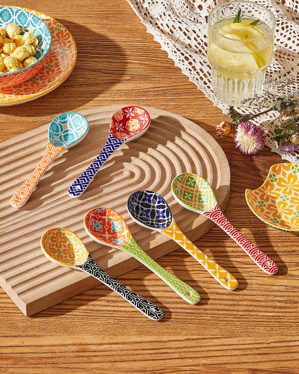 Metahom Metahom Colorful Ceramic Small Serving Spoons Set of 6 for Cereal Soups Stews Ramen Dishwasher and Microwave Safe Cute Porcelain Spoons - View 3 of 8