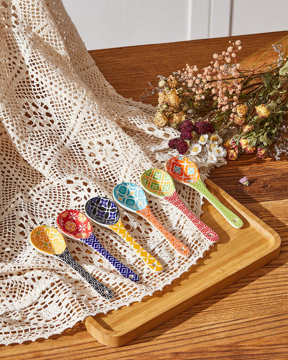 Metahom Metahom Colorful Ceramic Small Serving Spoons Set of 6 for Cereal Soups Stews Ramen Dishwasher and Microwave Safe Cute Porcelain Spoons - View 6 of 8