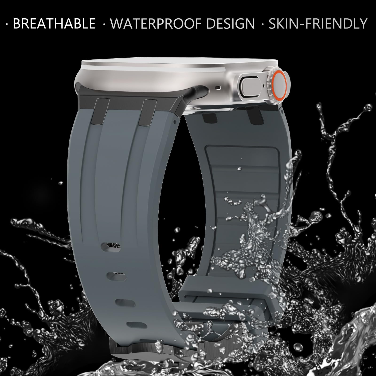 NewWays NewWays AP Luxury Silicone Rubber Band for Apple Watch Series 10 9 8 7 6 5 4 3 2 1 SE 42mm 41mm 40mm 38mm for Men - View 5 of 7