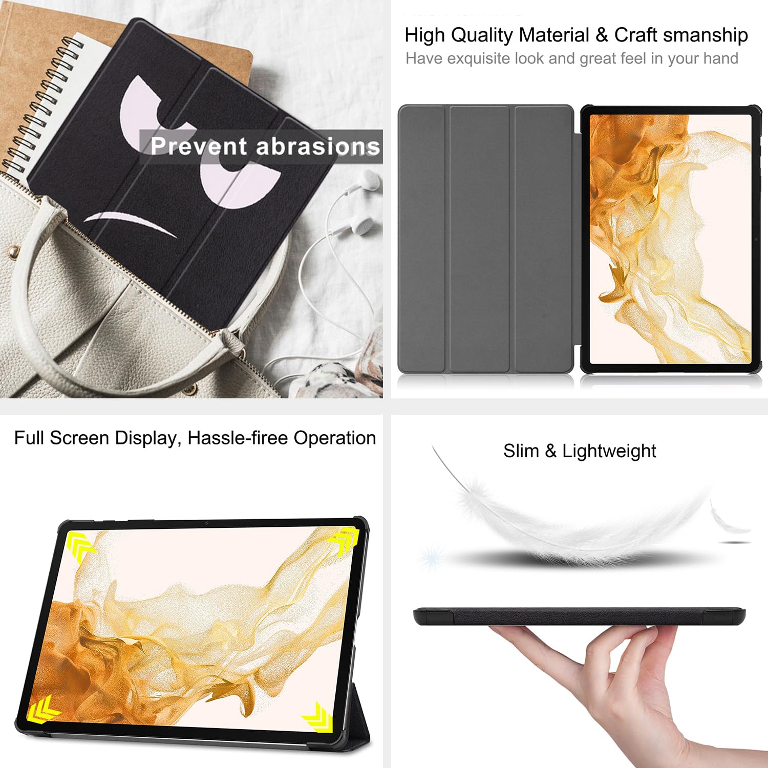 UUcovers Tri-Fold Stand Case for Samsung Galaxy Tab S10 Plus 2024 and Tab S9 Plus 2023 12.4 Inch Smart PU Leather Auto Wake Sleep Hard Back Cover - View 7 of 9