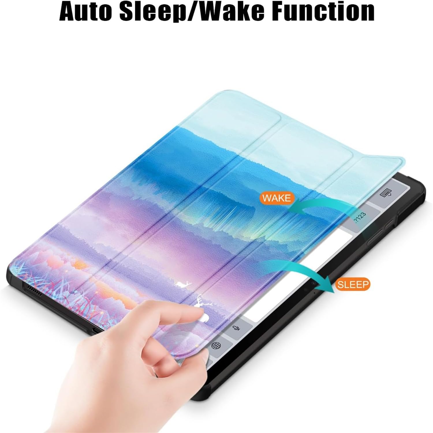 UUcovers Samsung Galaxy Tab S9 Case 11 inch 2023 Lightweight Tri-Fold Folio Stand PU Leather Shockproof Auto Wake Sleep Beach Ocean Blue - View 5 of 9