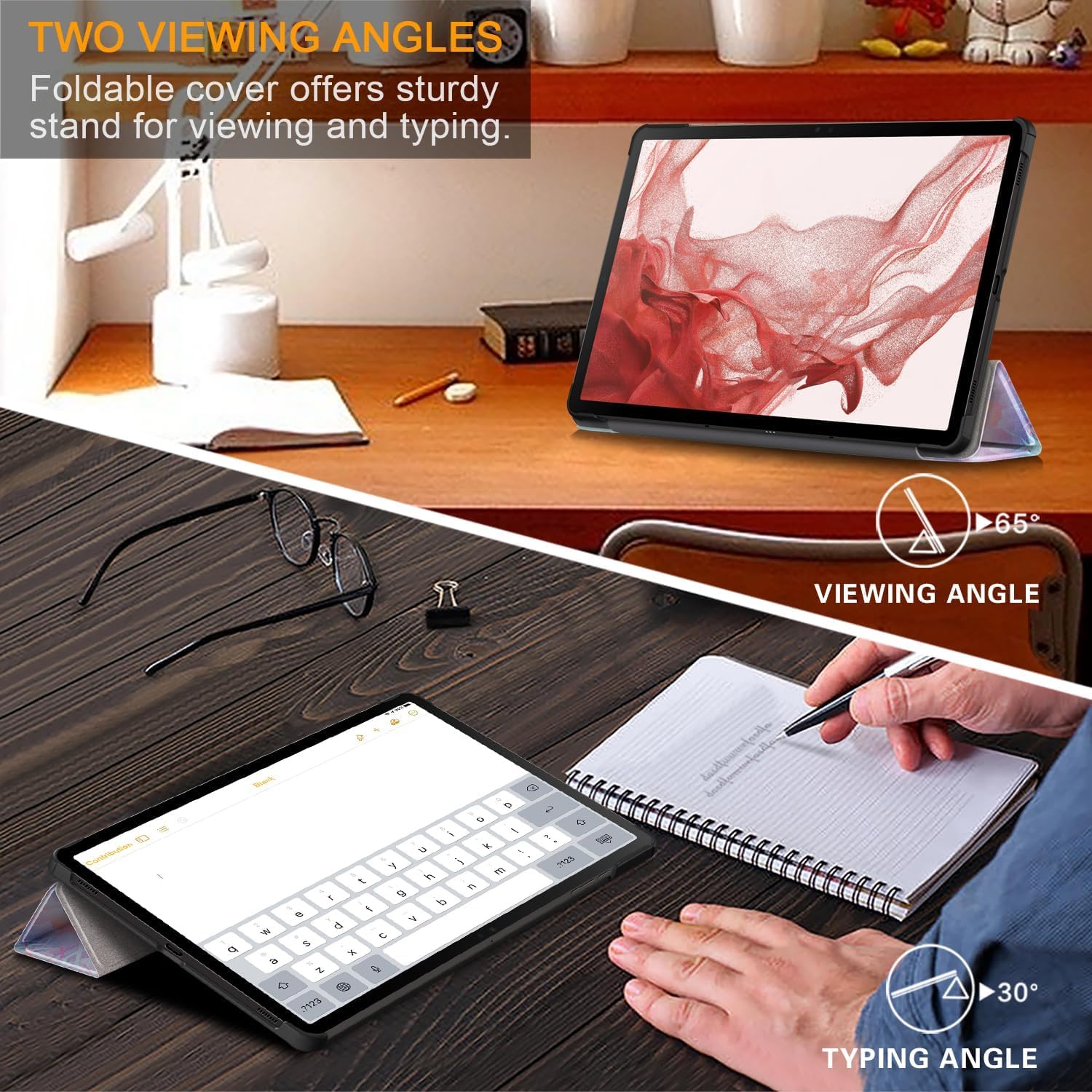 UUcovers Samsung Galaxy Tab S9 Case 11 inch 2023 Lightweight Tri-Fold Folio Stand PU Leather Shockproof Auto Wake Sleep Beach Ocean Blue - View 6 of 9