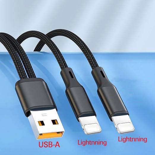 Awnuwuy Multi IP USB Cable 4FT 2Pack 2 in 1 iPhone USB Charger Nylon Cord Compatible with iPhone 14 Pro Max 13 Pro Max 12 11 Pro Max XR X - View 4 of 6