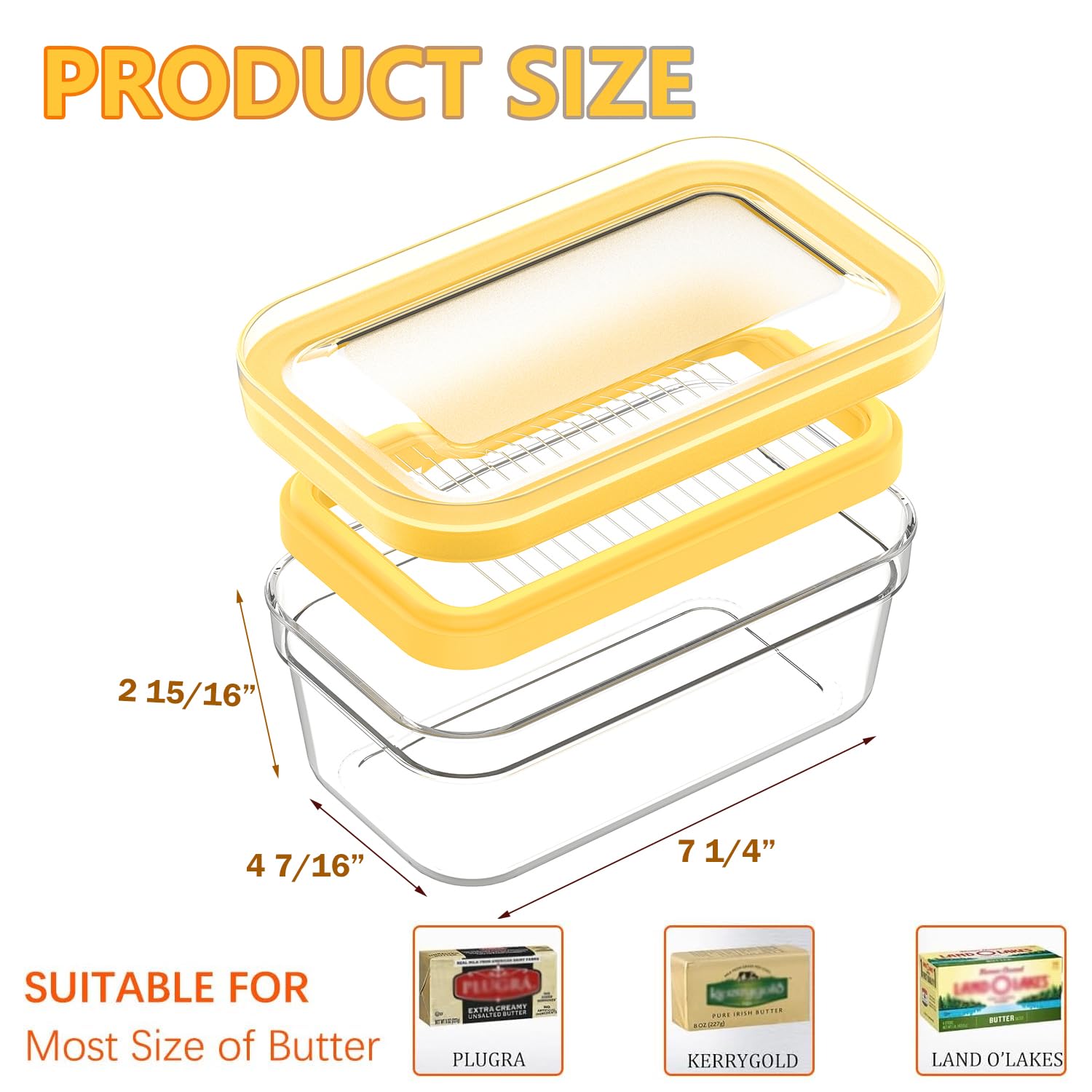 UNIVIVO UNIVIVO Airtight Butter Slicer Cutter Medium 280g Container Dish with Lid for Fridge Ideal for Fresh Butter Storage - View 2 of 9