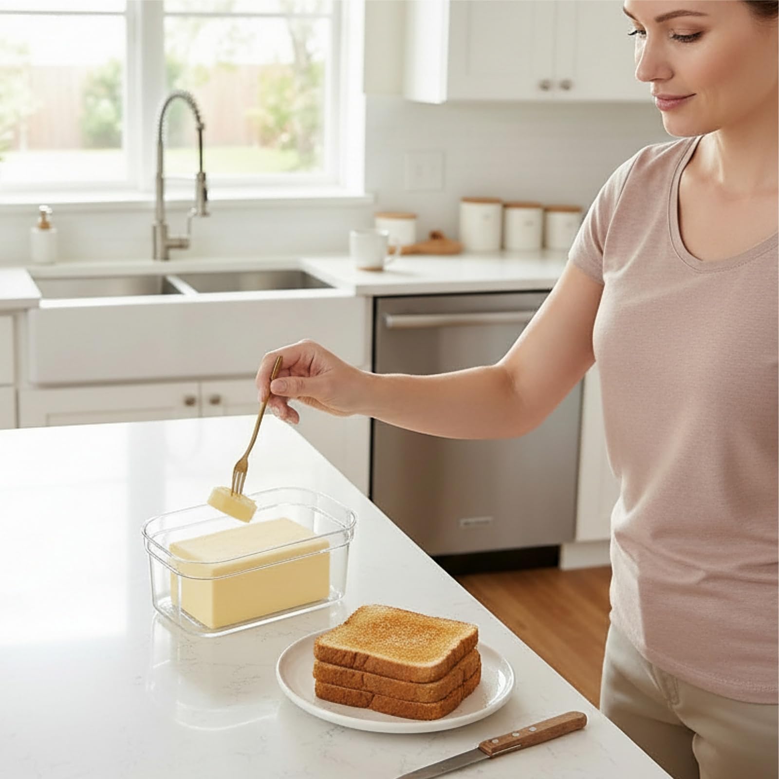 UNIVIVO UNIVIVO Airtight Butter Slicer Cutter Medium 280g Container Dish with Lid for Fridge Ideal for Fresh Butter Storage - View 8 of 9