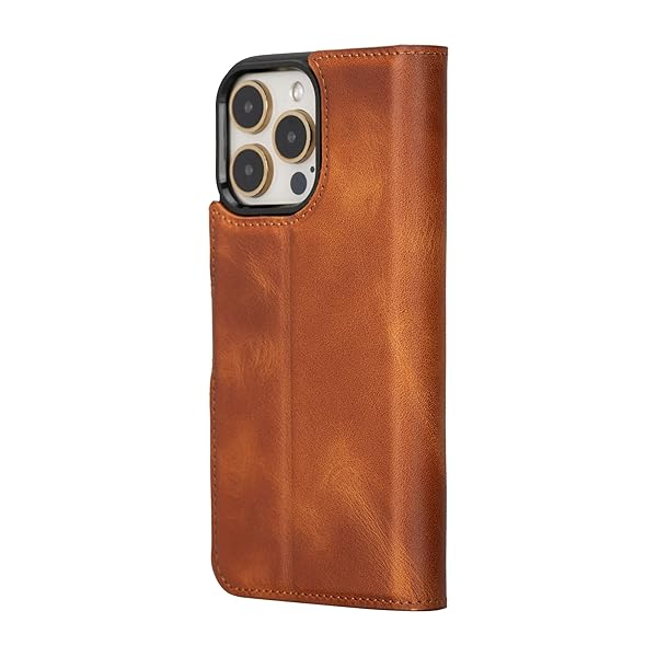 Bayelon Bayelon Leather Wallet Case for iPhone 15 Pro Max Detachable Magnetic Flip Cover Card Holder RFID Blocking Vintage Brown - View 10 of 11