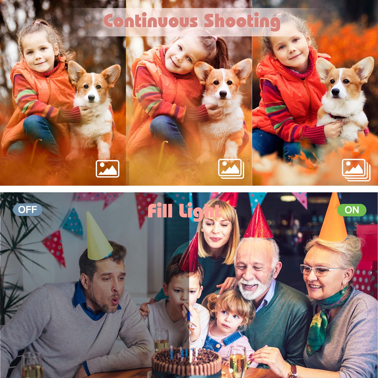 Sevenat FHD 1080P 44MP Kids Digital Camera with 32GB Card Neck Lanyard Compact Portable Point Shoot Camera for Teens in Pink - View 5 of 7