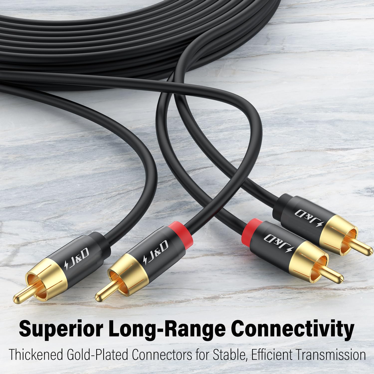J&D J&D 30 FT RCA Male to Male Stereo Audio Cable Gold-Plated for Home Theater HDTV Amplifiers Hi-Fi Systems Speakers - View 2 of 7